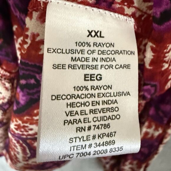 NWT Bila Peasant Tunic Plus 2X Woven Boho 3/4 Sleeve Top Semi-sheer Fuschia $68 - Picture 11 of 11